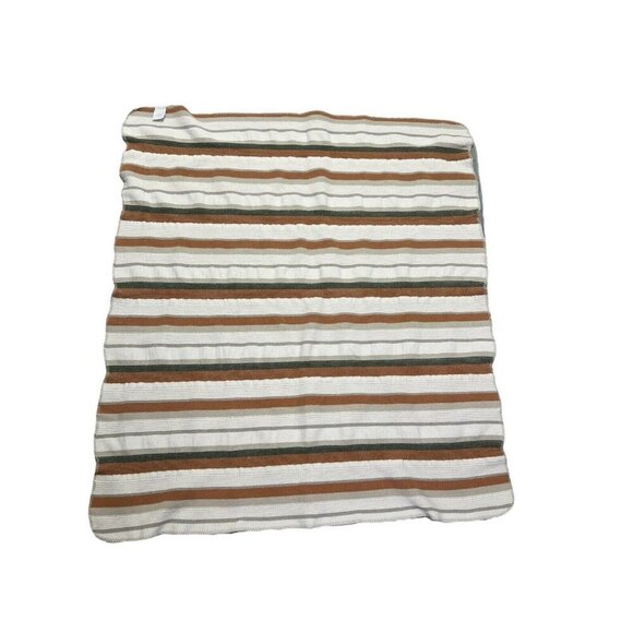 Docofil Striped Striped Rust Deep Sage Taupe Gray Throw Blanket Reversible Soft - Picture 6 of 9